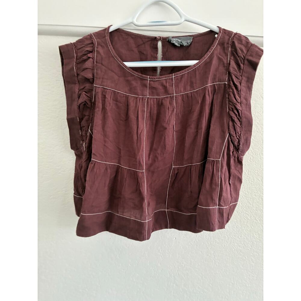 Anthropologie sleeveless patchwork Top Mauve Purple Women XS Fairy Peasant Boho